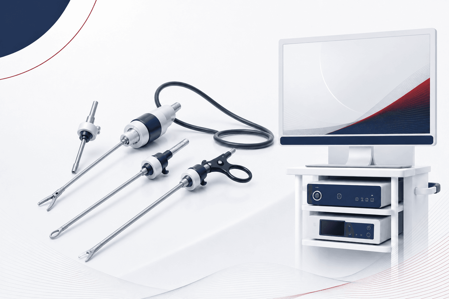 Laparoscopic camera, instruments, and clinical monitor equipment